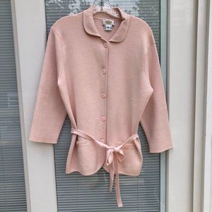 Talbots sweater knit jacket. Pink. Large